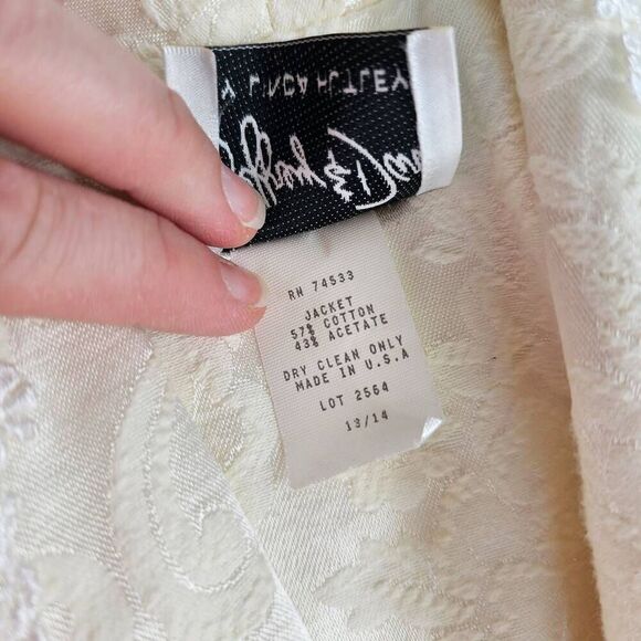 Vintage 80's 2-Piece Jacket Skirt Cream 14 - Picture 8 of 9